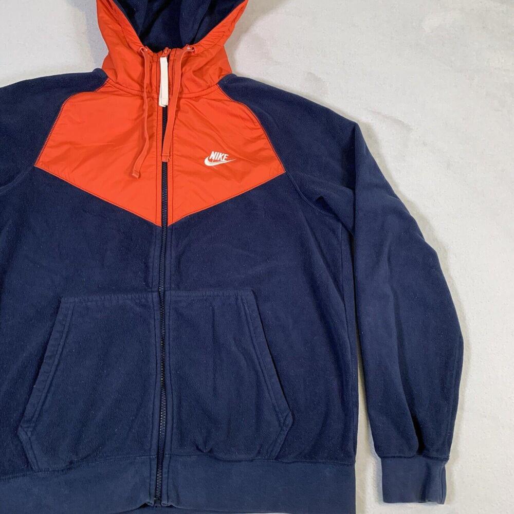 Nike Sportswear Windrunner Full Zip Fleece Jacket Mens Medium Blue Red Hooded B3 - Picture 8 of 15